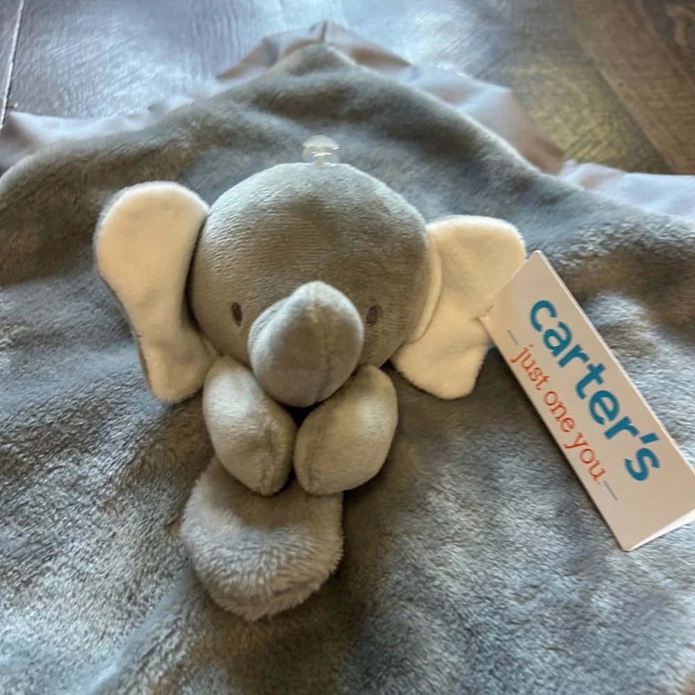 Carters Just One You Elephant Security Blanket Lovey Grey Satin Trim 68517 NEW